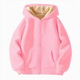 thumbnail image 1 of Ulanda Unisex Boys Girls Fleece Jacket Hoodie Sherpa Lined Zip Up Hooded Sweatshirt Kids Winter Jackets (Pink, 3-4 Years), 1 of 4
