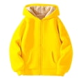 thumbnail image 1 of Ulanda Unisex Boys Girls Fleece Lined Sherpa Hoodies Kids Warm Winter Hoodies Pullover Hooded Sweatshirt Sweater (Yellow, 4-5 Years), 1 of 4