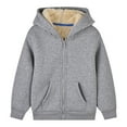 thumbnail image 1 of Ulanda Unisex Sherpa Lined Jackets - Toddler Boys Girls Fleece Jacket Hoodie Zip Up Hooded Sweatshirt Kids Winter Outwear (Grey, 12-18 Months), 1 of 3