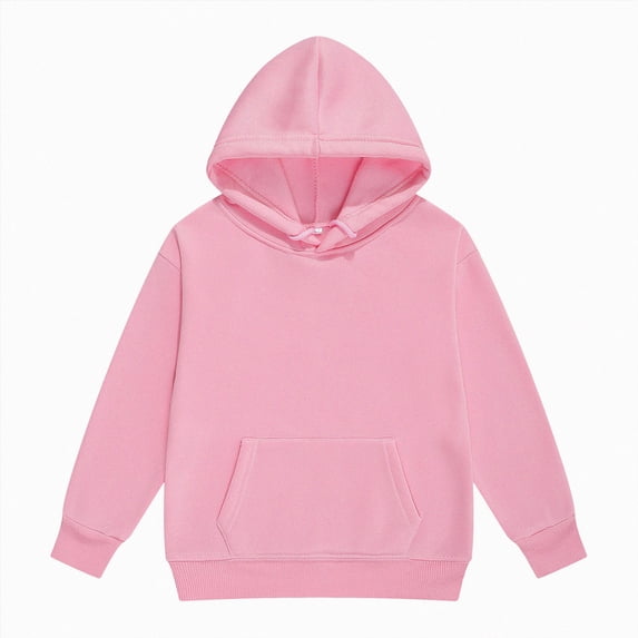 Ulanda Unisex Youth Solid Classic Hoodies Soft Hooded Pullover Sweatshirts for Children Boy Girl Hoodie with Drawstring (Pink, 3-4 Years)