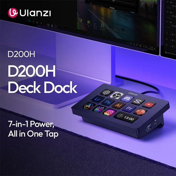 Ulanzi D200H 7in1 Stream Deck with 13 DIY Keys Stream Controler Keyboard OBS PC
