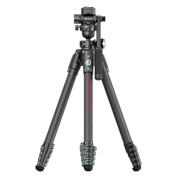Ulanzi JJ06 Carbon Fiber Travel Video Tripod with Overhead Arm & Ball Head 360 Panoramic, Lightweight Professional Tripod for DSLR, Mirrorless & Vlogging, F38 Quick Release Compatible (18kg Load)
