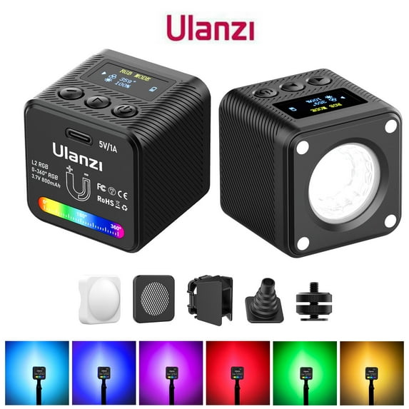 Ulanzi L2 RGB Mini LED Video Fill Light Lamp Magnetic For Photography Studio Lighting, 360° Full Color Portable Light