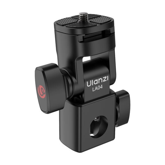 Ulanzi LA04 Angle-Adjustable Light Stand Adapter with 1/4" Mount and Cold Shoe, 180 Tilt Camera Holder for LED Fill Light, Smartphone, and DSLR, Heavy-Duty Light Stand Mount
