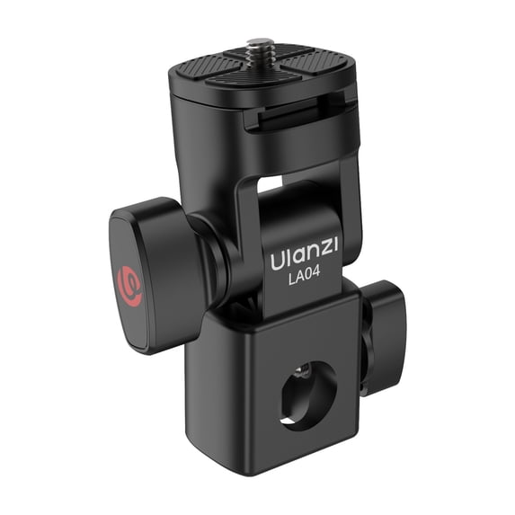 Ulanzi LA04 Angle-Adjustable Light Stand Adapter with 1/4" Mount and Cold Shoe, 180° Tilt Camera Holder for LED Fill Light, Smartphone, and DSLR, Heavy-Duty Light Stand Mount