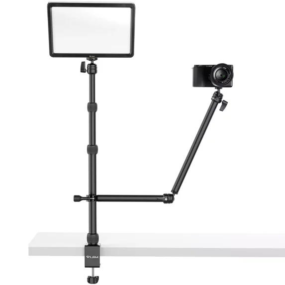 Ulanzi LS11 Desk Mount Stand with Auxiliary Holding Arm – Adjustable & Sturdy Camera, Webcam, and Light Mount