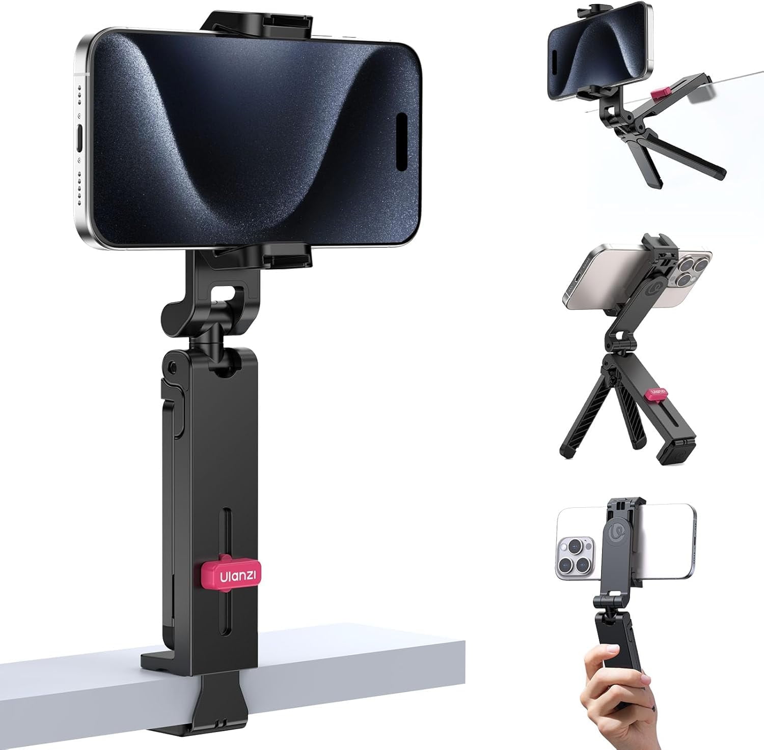 Ulanzi MA89 Foldable Airplane Phone Holder Mount 360°Rotation Tripod for Flying, Home,Office Travel
