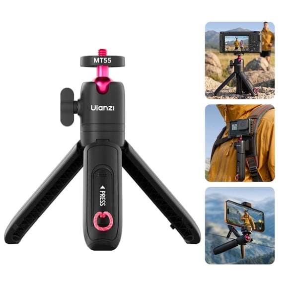 Ulanzi MT55 SnapGo Mini Tripod Selfie Stick with 360 Ball Head, Backpack Mount Clip and 1/4" Screw Mount System
