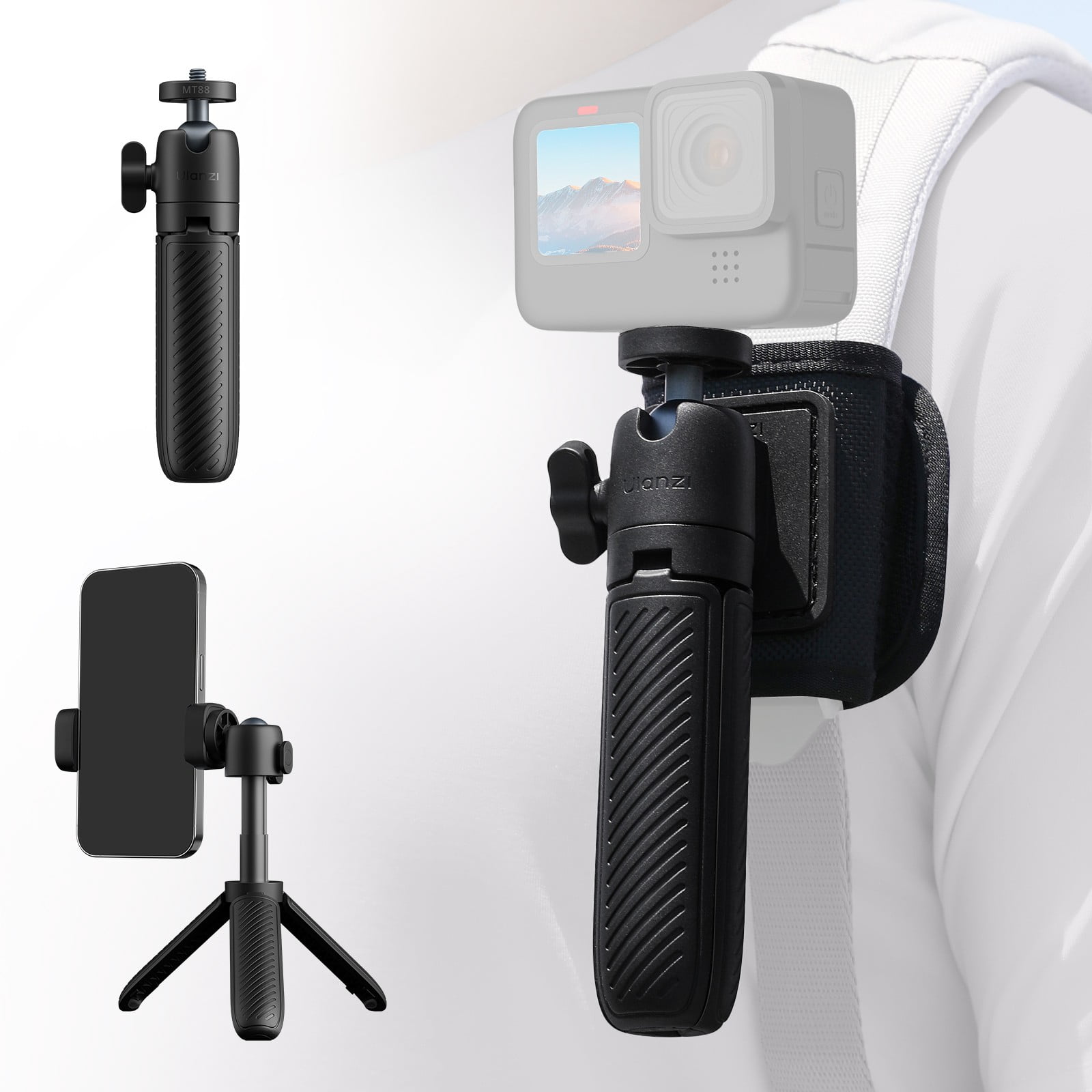 Ulanzi MT88 ClipMate Tripod 3-in-1 Versatility Backpack Clip Mode Selfie Stick Mode Extendable Tripod Mode with 360° Ball Head