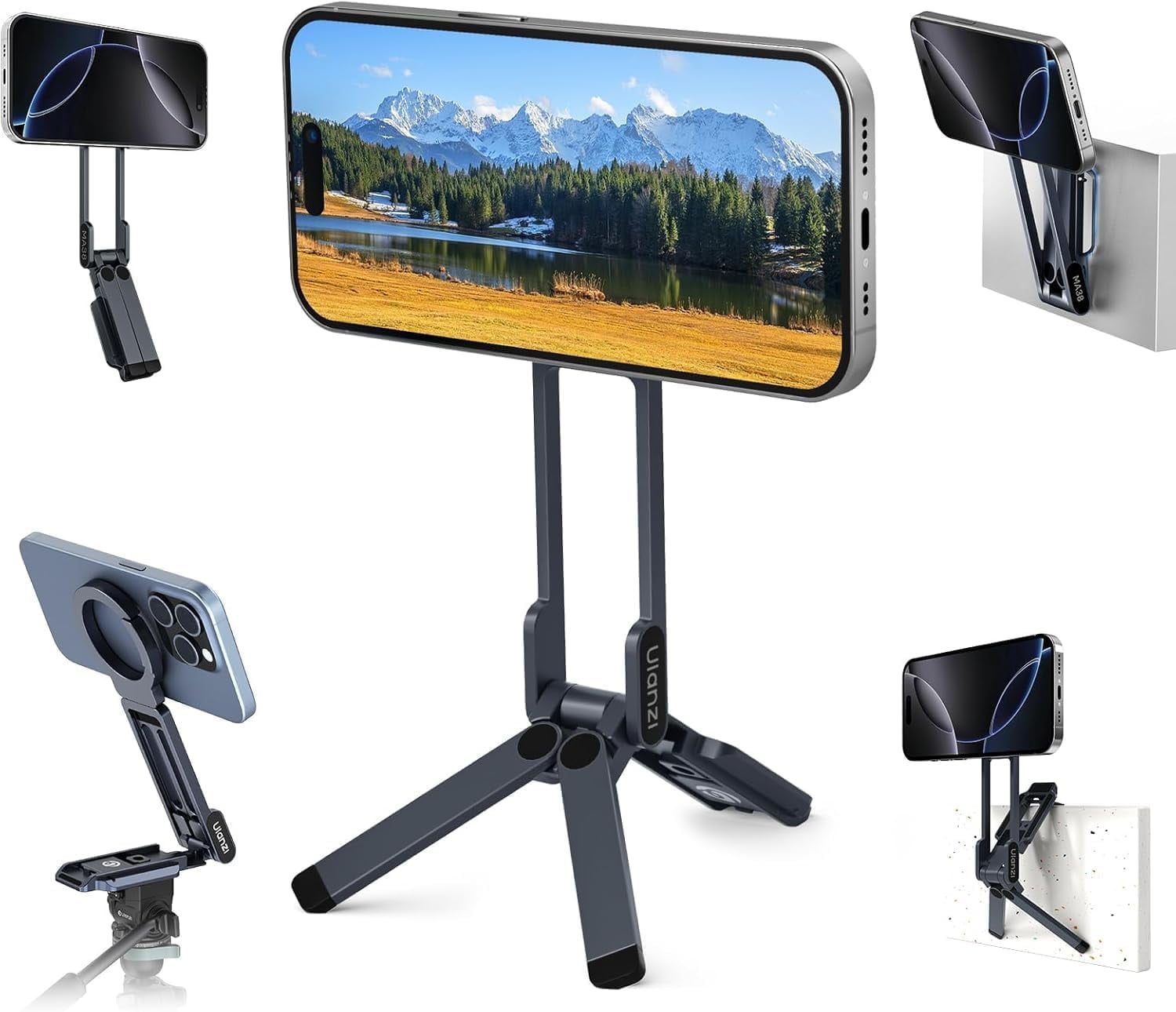 Ulanzi Magnetic Phone Tripod for iPhone, MA38 Portable Phone Holder Mini Tripod With Double-Sided Strong Magnetic
