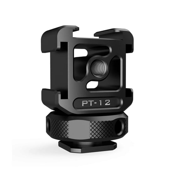 Ulanzi PT-12 Cold Shoe Mount Adapter for DSLR Cameras, Triple Cold Shoe Monitor Mount with 1/4" Screw for LED Video Light, Microphone, and Camera Accessories