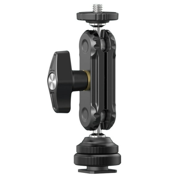 Ulanzi R098 360 Double Ball Head Mount with Cold Shoe Base & 1/4" Screw Adjustable Camera Accessory Arm for DSLR, Monitor, Microphone, Fill Light