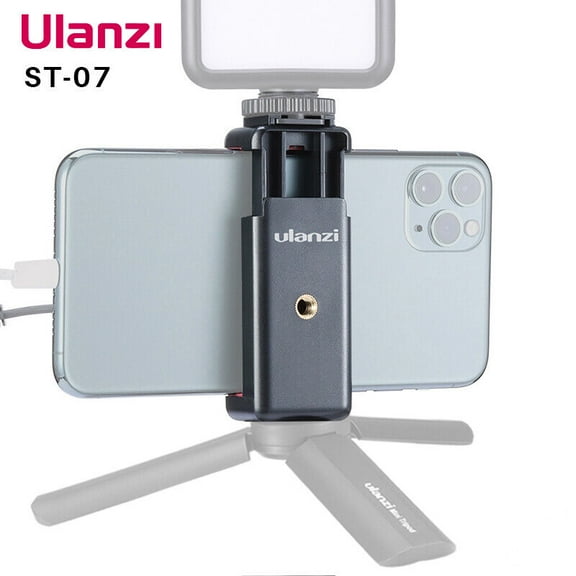 Ulanzi ST-07 Adjustable Phone Holder Vlog Phone Clip with 1/4 Inch Screw Holes Extending Cold Shoe For Tripod LED Light Microphone