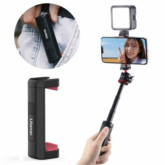 Ulanzi ST-19 Mini Phone Holder Clamp Tripod Mount with Cold Shoe Mount 1/4 Inch Screw Hole for Video Vlog Live Streaming Photo Smartphone Clip Adjustable