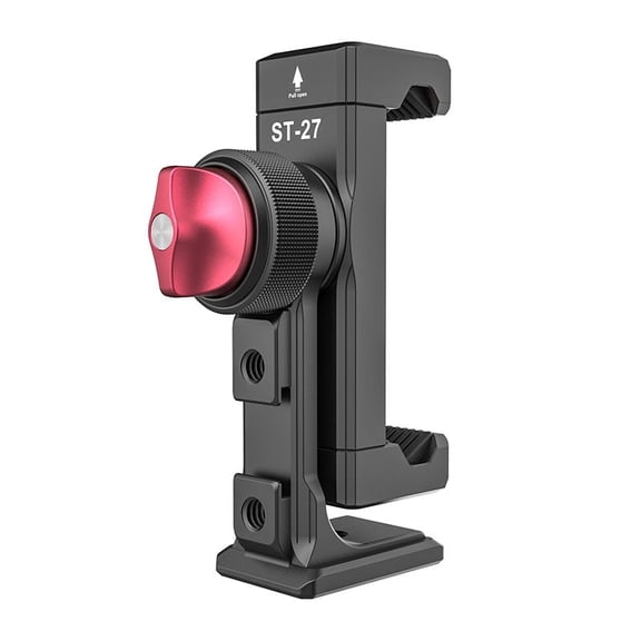 Ulanzi ST-27 Metal Vertical Shooting Phone Mount Holder Clip With 3 Cold Shoes & Arca Port , 360 Smartphone Tripod Adapter Stand Holder for Live Streaming Vlog