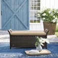 thumbnail image 1 of Ulax Furniture 27.6 Gallon Patio Wicker Storage Box, Outdoor Rattan Storage Bench Deck Bin with Cushion and Hydraulic Hinge Lid (Beige), 1 of 7