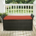 thumbnail image 1 of Ulax Furniture 27.6 Gallon Patio Wicker Storage Box, Outdoor Rattan Storage Bench Deck Bin with Cushion and Hydraulic Hinge Lid (Rust Red), 1 of 8