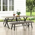 thumbnail image 1 of Ulax Furniture 3 Pieces Patio Dining Set Outdoor Rectangular Dining Table and Wicker Outdoor Bench, 1 of 9