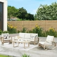 thumbnail image 1 of Ulax Furniture 4-Piece Aluminum Patio Conversation Set Outdoor Wicker Sofa Furniture 2 Club Chairs Set with Cushion and Coffee Table, Beige, 1 of 10