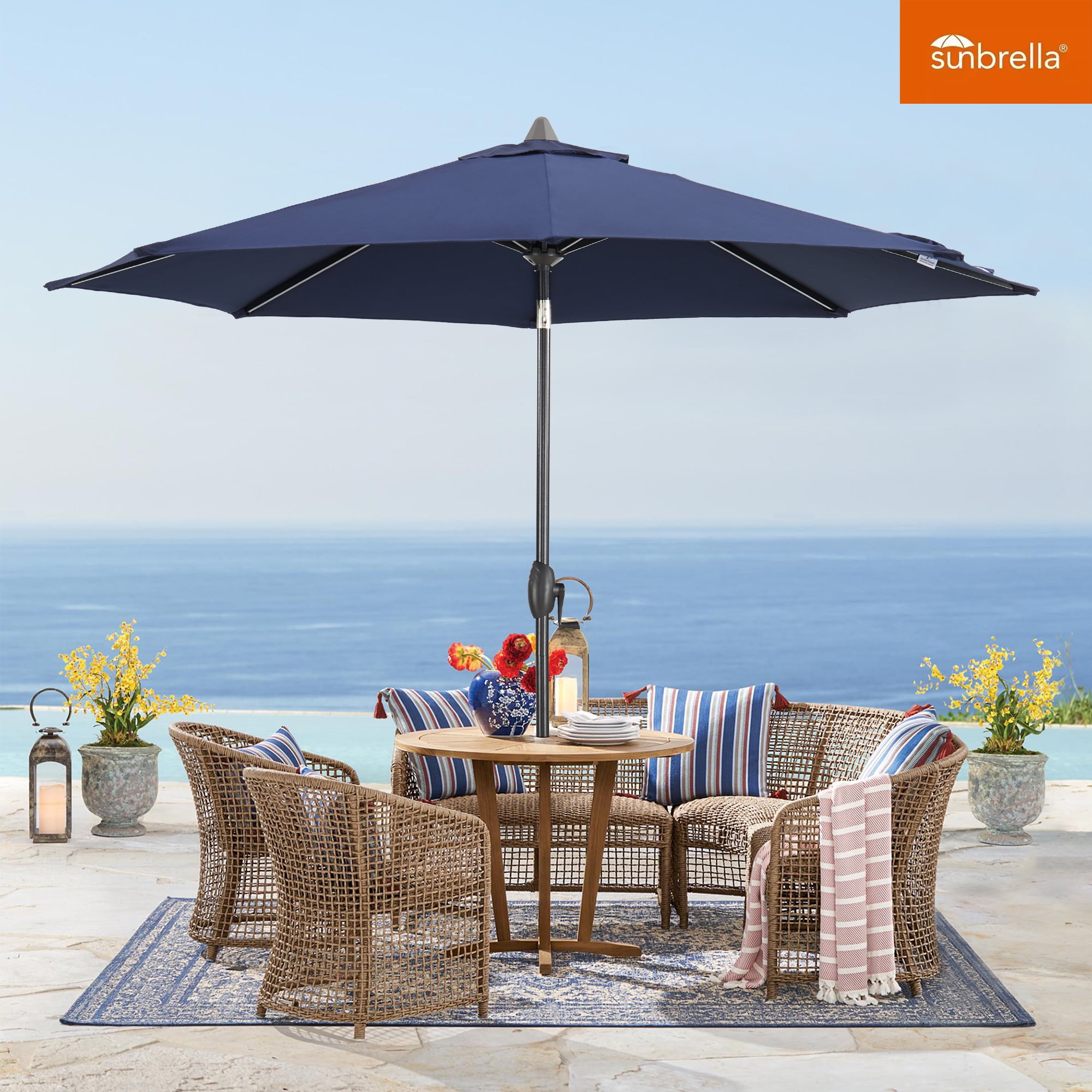 Ulax Furniture 9ft Tilting Outdoor Sunbrella Market Umbrella Ulax Furniture 9ft Tilting Outdoor Sunbrella Market Umbrella