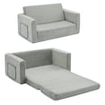 thumbnail image 1 of Ulax Furniture Convertible 2-in-1 Flip Open Kids Loveseat/ Couch/ Sleeper Sofa (Gray Elephant), 1 of 10