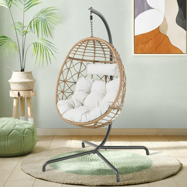 Ulax Furniture Hanging Egg Chair, Indoor Outdoor Wicker Basket