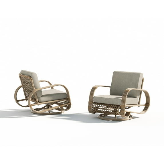 Ulax Furniture Indoor/Outdoor Aluminum Swivel Club Chairs With Olefin Cushions (Set Of 2)