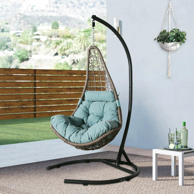 Ulax Furniture Indoor/Outdoor Wicker Hanging Basket Swing