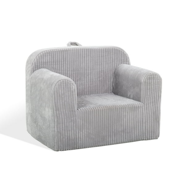 Ulax Furniture Kids Foam Sofa Chair with Removable Sherpa Slipcover and Hand for Bedroom or Playroom(Gray)