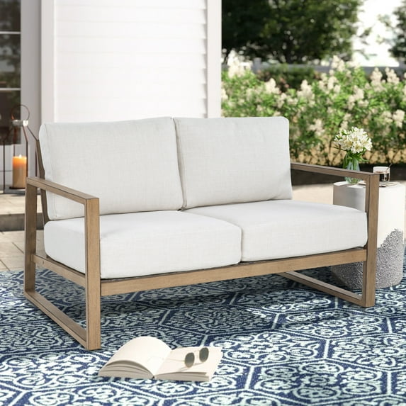 Ulax Furniture Outdoor/Indoor Aluminum Patio Loveseat 2 Person Bench Outdoor Sofa Chair with Olefin Cushions
