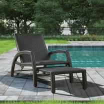 Ulax Furniture Outdoor Wicker Convertible Chaise Lounge Patio Woven Padded Aluminum Lounger Adjustable Chair with Quick Dry Foam