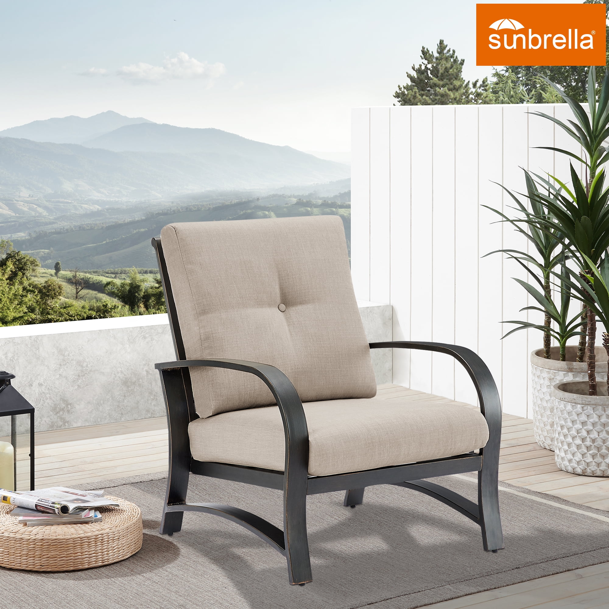 Ulax Furniture Patio All Weather Aluminum Club Chair with Sunbrella Cushion Covers Walmart