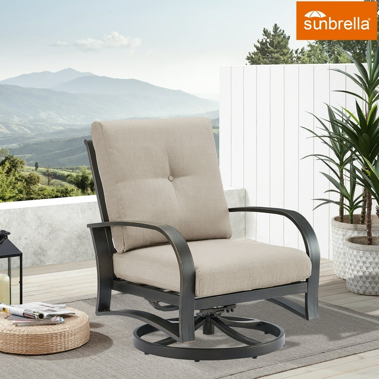Ulax Furniture Patio All-Weather Aluminum Swivel Club Chair with