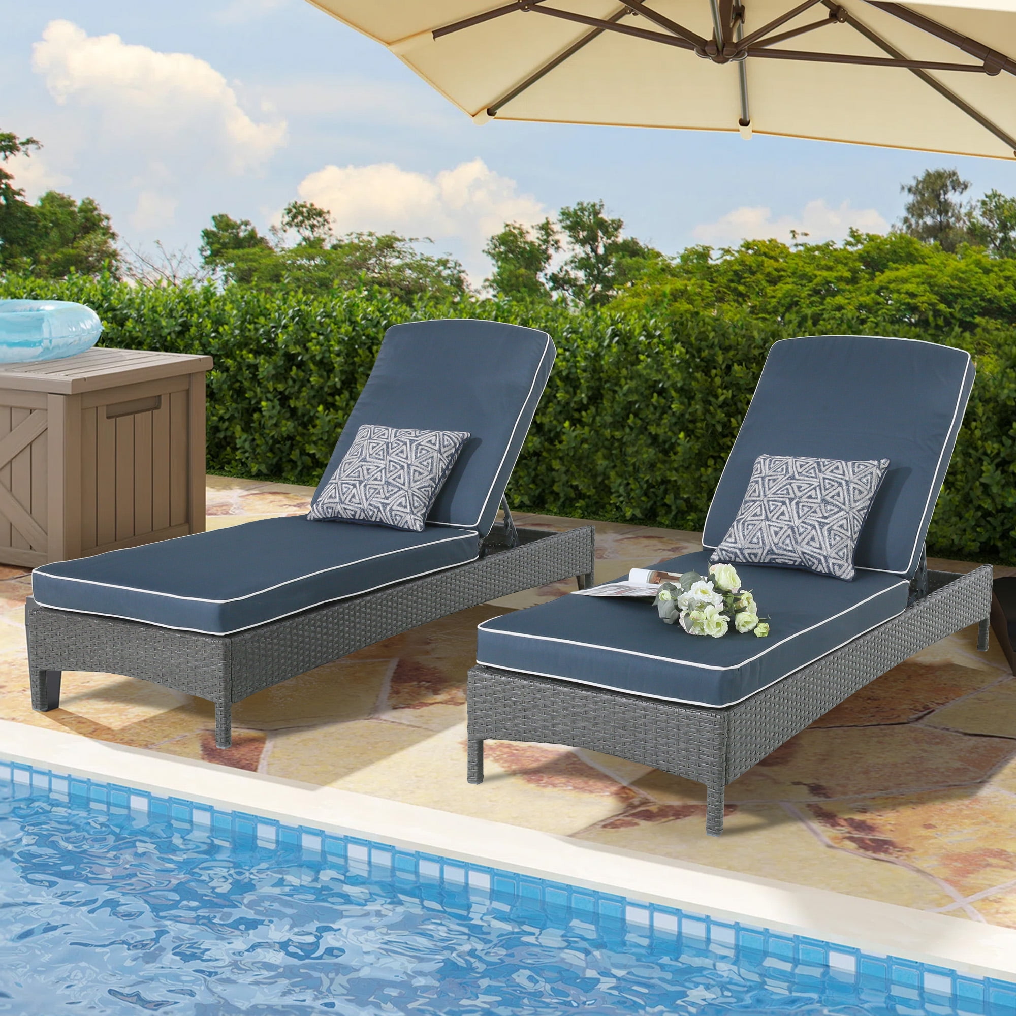 Ulax Furniture Patio Aluminum Chaise Lounge Chairs with Cushions