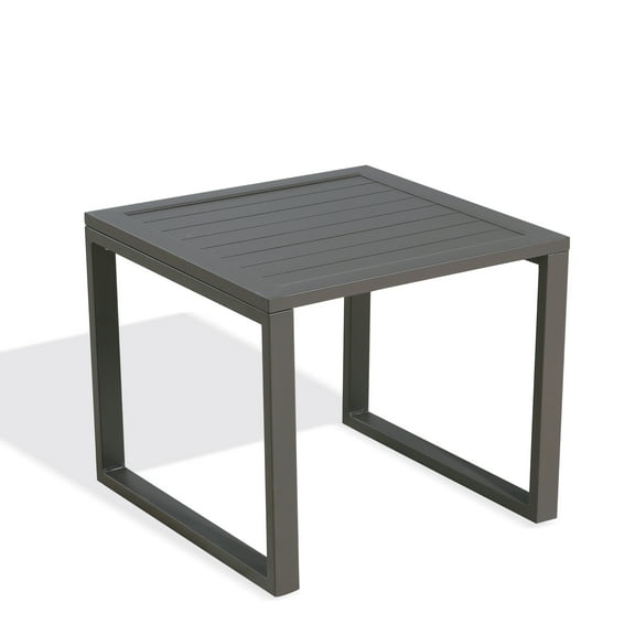 Ulax Furniture Patio Aluminum Side Table Outdoor Indoor Square End Table, Taupe