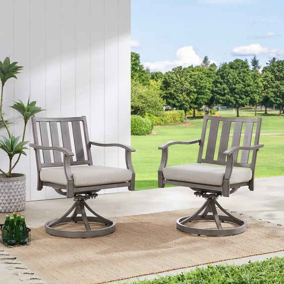 Ulax Furniture Aluminum Outdoor Patio Dining Chairs - Set of 2, Gray