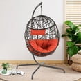 thumbnail image 1 of Ulax Furniture Patio Outdoor Indoor Rattan Hanging Basket Swing Chair with Stand and Cushion, Red, 1 of 6