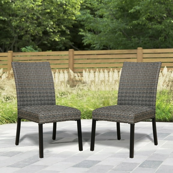 Ulax Furniture Patio Rattan Wicker Dining Chairs Indoor Outdoor Woven Padded Chairs (Set of 2)