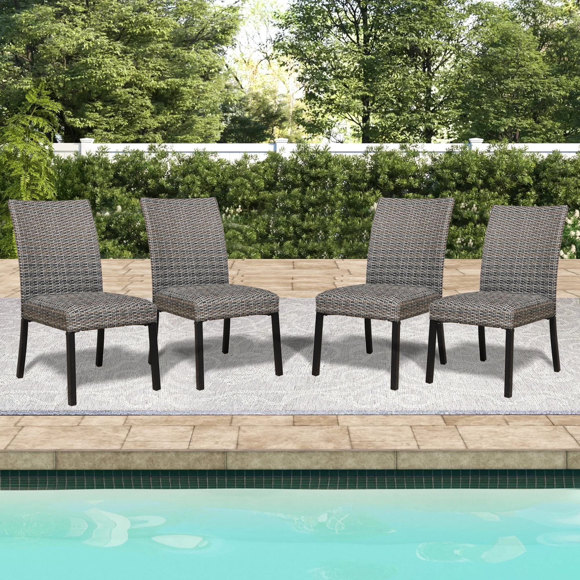 Ulax Furniture Patio Rattan Wicker Dining Chairs Indoor Outdoor Woven