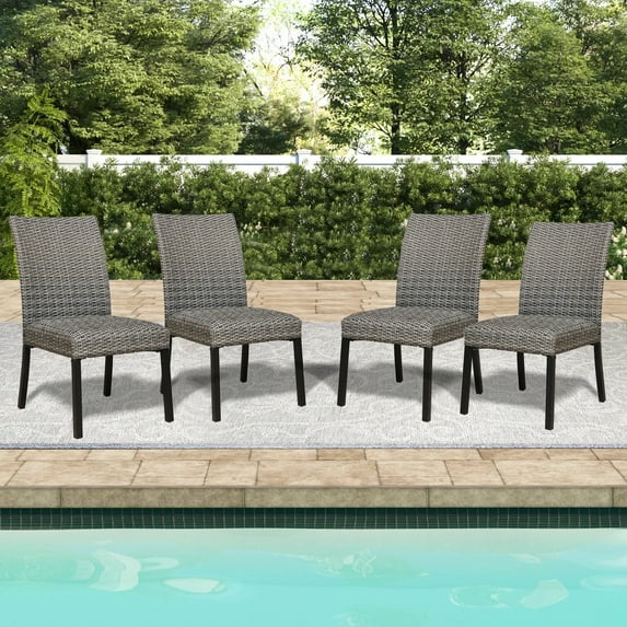 Ulax Furniture Patio Rattan Wicker Dining Chairs Indoor Outdoor Woven Padded Chairs (Set of 4)