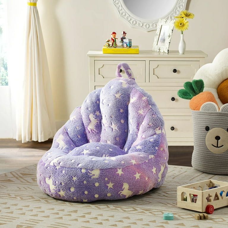 Ulax Furniture Soft Plush Kids Bean Bag Chair Glow in The Dark Toddler Chair