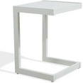 thumbnail image 1 of Ulax furniture Aluminum Patio Snack Side Table - C Shaped Outdoor End Table for Small Spaces (White), 1 of 4
