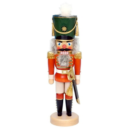 17" Free Standing Christian Ulbricht Handcrafted Wooden Red Soldier Nutcracker