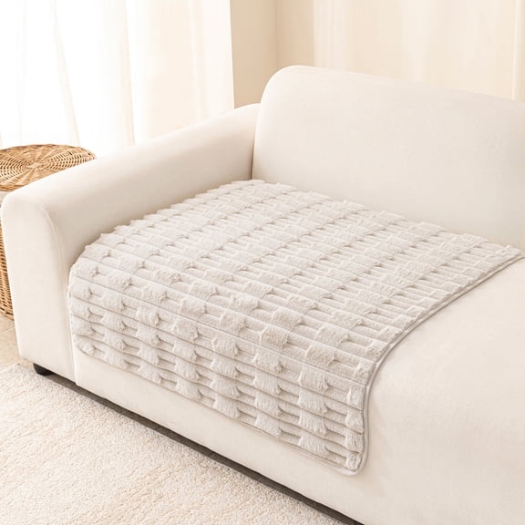 Uledge 100% Waterproof Non-Slip Plush Washable Pet Friendly Polyester Couch Slipcovers, Oatmeal, 35"x35"