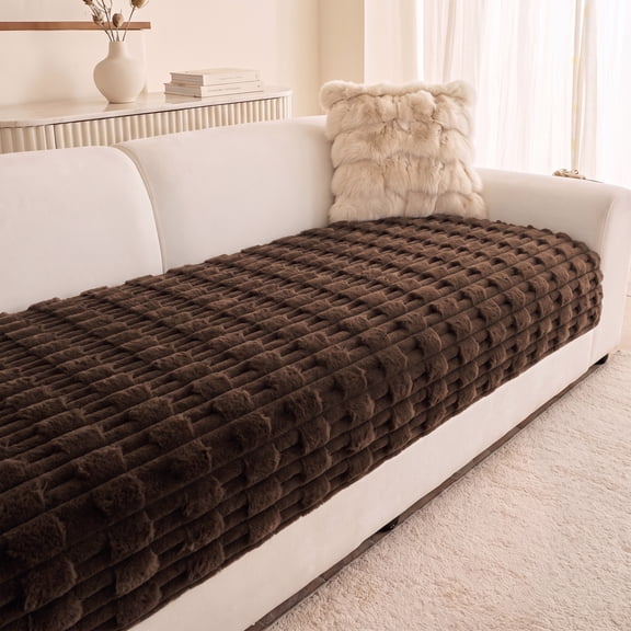 Uledge 100% Waterproof Non-Slip Plush Couch Cover for 3 Cushion Sofa - Washable Pet Friendly, Chocolate, 35"x83"