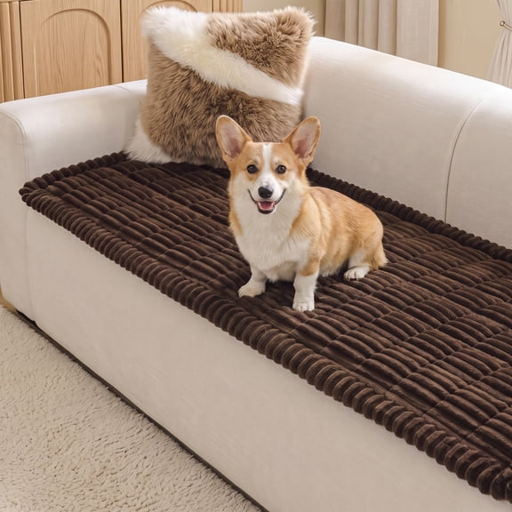 Uledge Non-Slip Stretch Couch Cover for 3 Cushion Sofa - Washable & Pet Friendly, Chocolate, 27.6"x70.9"