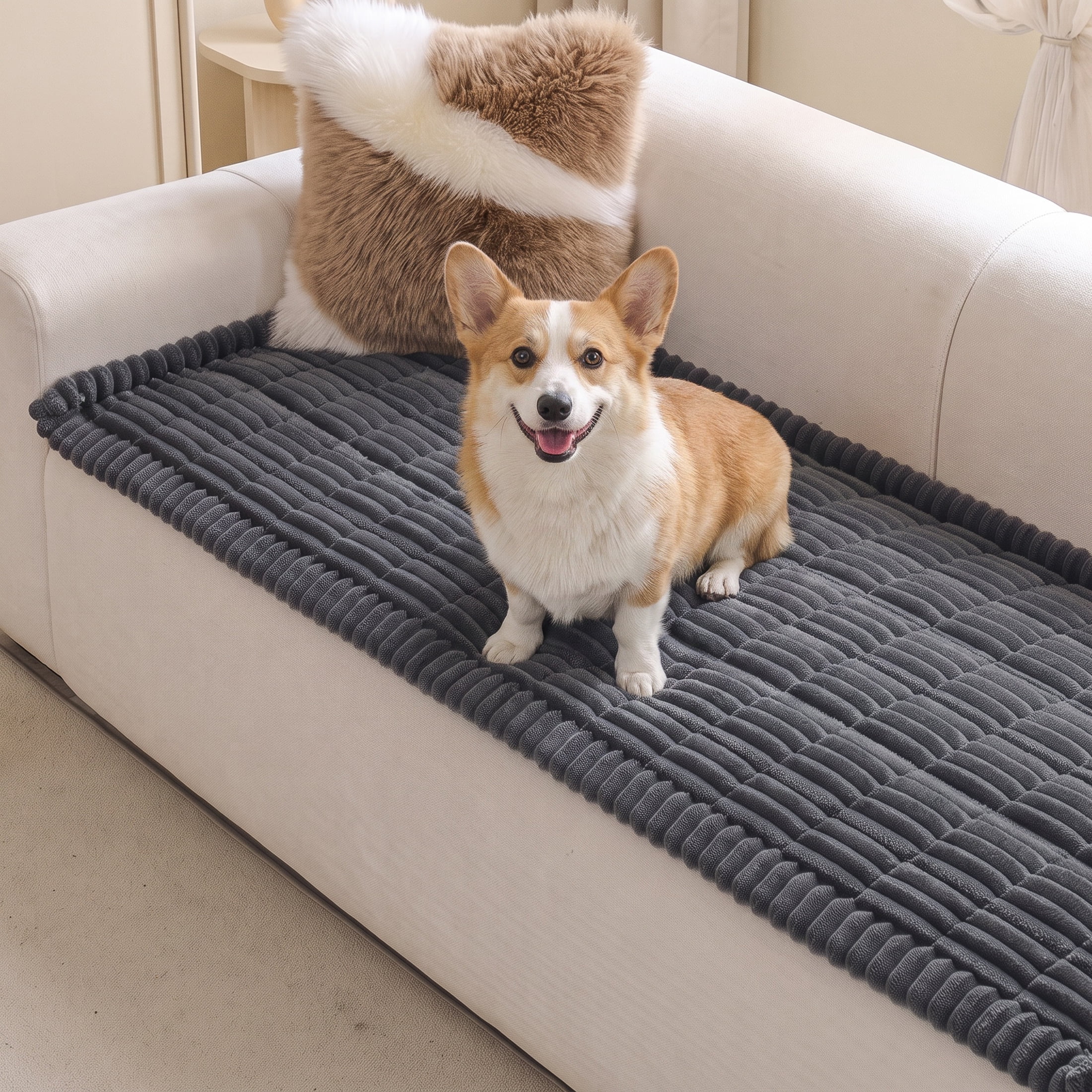Uledge Non-Slip Stretch Couch Cover for 3 Cushion Sofa - Washable & Pet Friendly, Dark Grey, 27.6"x70.9"