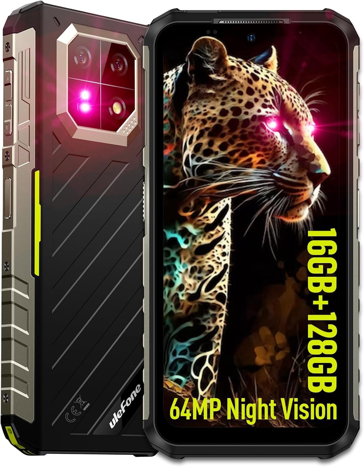 Ulefone Armor 22 Rugged Phone, IP68/IP69K, 64MP Wide-Angle & 64MP Night Vision Camera, 16GB 128GB MTK Helio G96, 6600mAh, 33W Fast Charging,Green,128GB