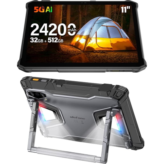 Ulefone Armor Pad 5 Pro 5G Rugged Tablet,32GB 512GB Android 15, 24200mAh, 11" FHD Screen,Black