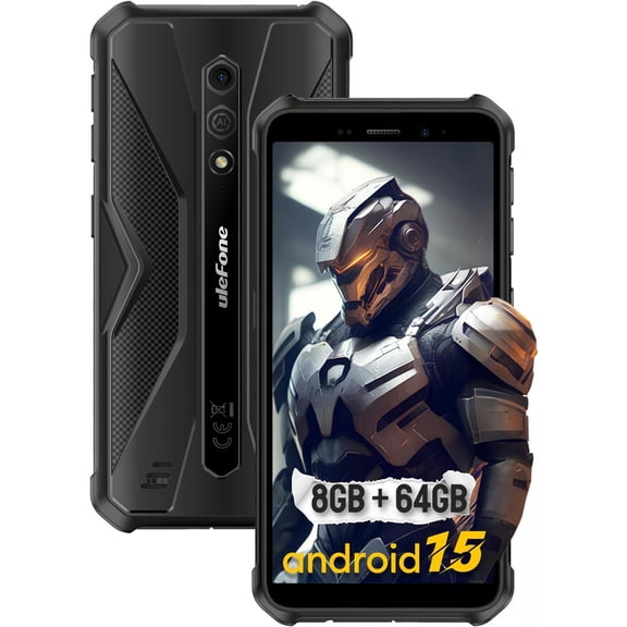 Ulefone Armor X12 Pro, 4G Rugged Phones, Android 15 8GB 64GB, 5.45 Inch HD Display, 4860mAh- Green/Black/Orange